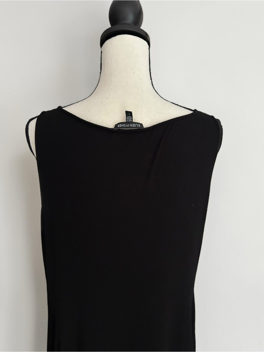 Eileen Fisher Black Jersey Maxi Tank Dress Sz L Minimalist Sleeveless Stretch - Picture 8 of 12